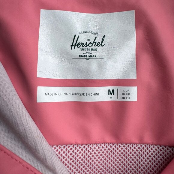 HERSCHEL SUPPLY CO. Pink Hooded Rain Coat Womens M Medium Rain Jacket Waterproof - Picture 8 of 9